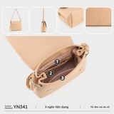  Túi Yuumy (Thời trang nữ dáng vuông nắp gập sang trọng - Túi đeo vai da Seasand YN341D) màu đen 
