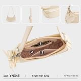  Túi Yuumy (Thời trang nữ phối gương tròn và nơ xinh xắn - Túi đeo vai da Glossy YN345BC) màu bạc 