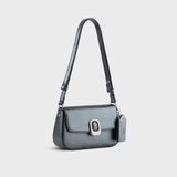  Túi Yuumy (Thời trang nữ khóa oval kèm gương mini - Túi đeo chéo da Glossy YN312DT) màu đen ngọc trai 