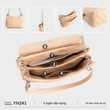  Túi Yuumy (Thời trang nữ da chần bông phối dây xích size 24 - Túi đeo chéo da Seasand YN241HP) màu hồng phấn 