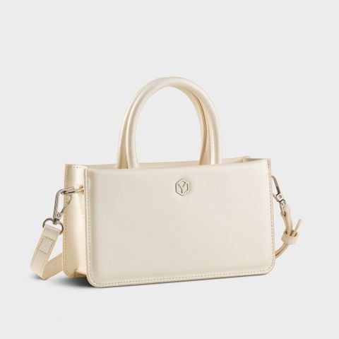 Túi Yuumy (Thời trang nữ phối quai xách size 21 - Túi đeo chéo da Glossy YN288TT) màu trắng ngọc trai