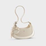  Túi Yuumy (Thời trang nữ phối gương tròn và nơ xinh xắn - Túi đeo vai da Glossy YN345TT) màu trắng ngọc trai 