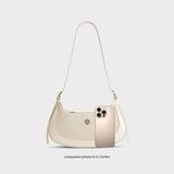  Túi Yuumy (Thời trang nữ phối gương tròn và nơ xinh xắn - Túi đeo vai da Glossy YN345TT) màu trắng ngọc trai 