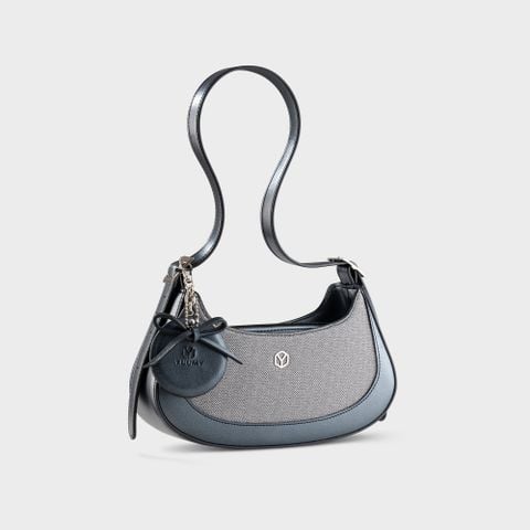 Túi Yuumy (Thời trang nữ phối gương tròn và nơ xinh xắn - Túi đeo vai da Glossy YN345DT) màu đen ngọc trai