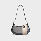  Túi Yuumy (Thời trang nữ phối gương tròn và nơ xinh xắn - Túi đeo vai da Glossy YN345DT) màu đen ngọc trai 