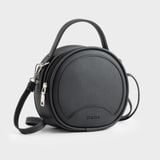  Túi Trita (Thời trang nữ form tròn viền chỉ - Túi đeo chéo da RHN164D) màu đen 