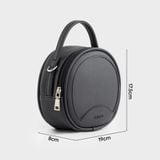  Túi Trita (Thời trang nữ form tròn viền chỉ - Túi đeo chéo da RHN164D) màu đen 