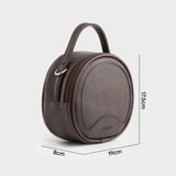  Túi Trita (Thời trang nữ form tròn viền chỉ - Túi đeo chéo da RHN164N) màu nâu 