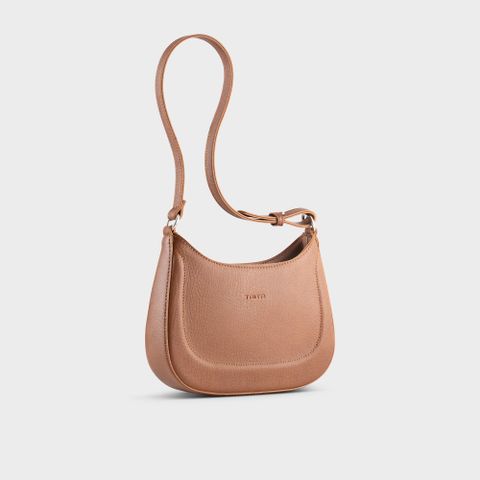 Túi đeo vai da nữ phối họa tiết viền chỉ Trita RHN256B màu bò