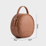  Túi Trita (Thời trang nữ form tròn viền chỉ - Túi đeo chéo da RHN164B) màu bò 