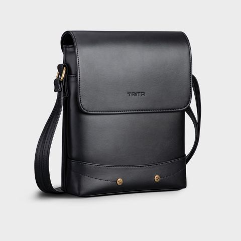  Túi Trita (Thời trang nam nắp gập - Túi đeo chéo da RTN4D) màu đen 