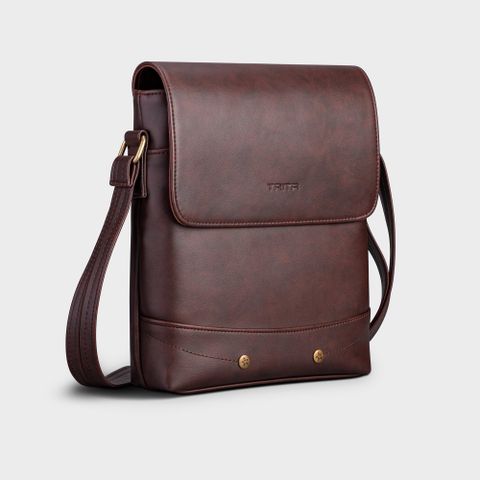  Túi Trita (Thời trang nam nắp gập - Túi đeo chéo da RTN4N) màu nâu 