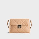  Túi Yuumy (Thời trang nữ chần chỉ ô vuông cá tính size 24 - Túi đeo vai da Seasand YN255KT) màu kem tây 