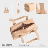  Túi Yuumy (Thời trang nữ túi tote dáng hộp size 25 - Túi xách da Seasand YTX72K) màu kem 