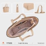  Túi Yuumy (Thời trang nữ hiện đại cỡ trung  - Túi xách da Verein YTX53) màu Kem 