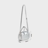  Túi Yuumy (Thời trang nữ bo góc phối chỉ nổi size 23 - Túi đeo chéo da Glossy YN303BC) màu bạc 