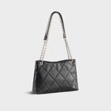  Túi Yuumy (Thời trang nữ chần bông quả trám size 28 - Túi đeo chéo da Seasand YN280D) màu đen 