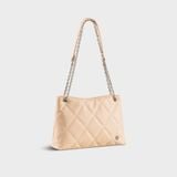  Túi Yuumy (Thời trang nữ chần bông quả trám size 28 - Túi đeo chéo da Seasand YN280K) màu kem 