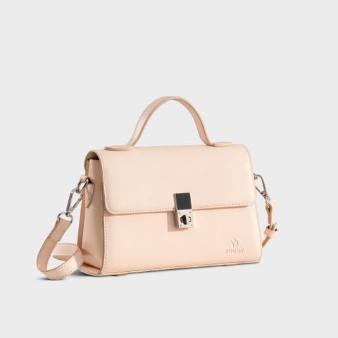 Túi Yuumy (Thời trang nữ nắp gập khoá xoay thanh lịch size 21 - Túi đeo chéo da Seasand YN302HA) màu hồng dâu