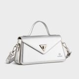  Túi Yuumy (Thời trang nữ phối khóa xoay kim loại sang trọng size 22 - Túi đeo chéo da Glossy YN243BC) màu bạc 