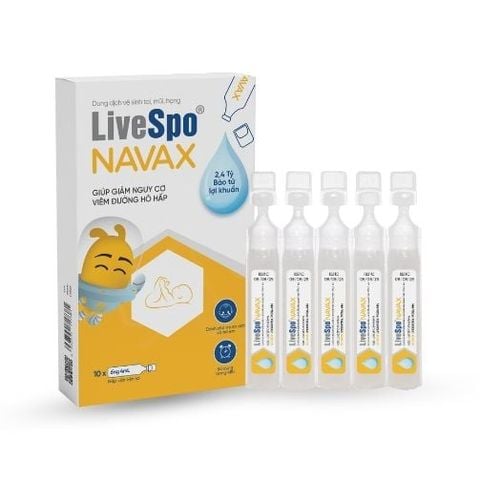 LiveSpo NAVAX Dung Dịch Vệ Sinh Tai, Mũi, Họng Sơ Sinh Và Trẻ Em Chứa Bào Tử Lợi Khuẩn Giúp Giảm Nguy Cơ Viêm Đường Hô Hấp Hộp 10 Ống