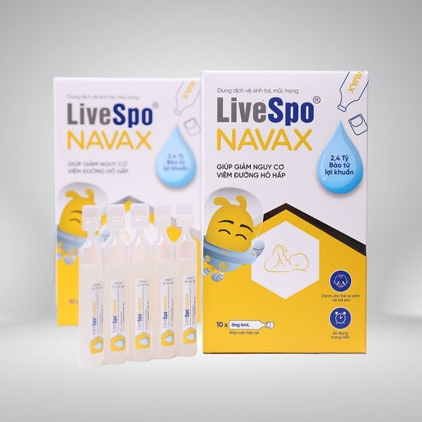 LiveSpo NAVAX Dung Dịch Vệ Sinh Tai, Mũi, Họng Sơ Sinh Và Trẻ Em Chứa Bào Tử Lợi Khuẩn Giúp Giảm Nguy Cơ Viêm Đường Hô Hấp Hộp 10 Ống