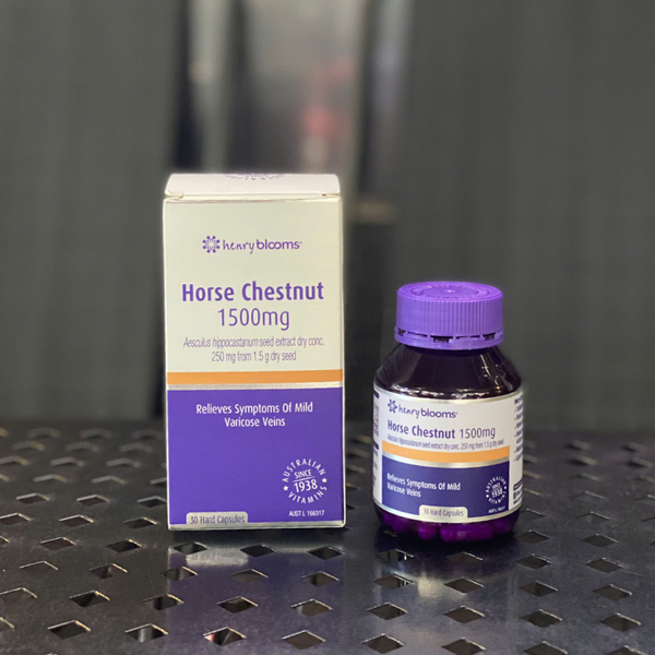 Henry Blooms Viên Uống Hỗ Trợ Giảm Giãn Tĩnh Mạch Hạt Dẻ Ngựa Horse Chestnut 1500mg 30 Viên