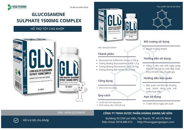 Living Healthy Viên Uống Glucosamine Sulphate 1500mg Complex Hỗ Trợ Tốt Cho Khớp 60 Viên