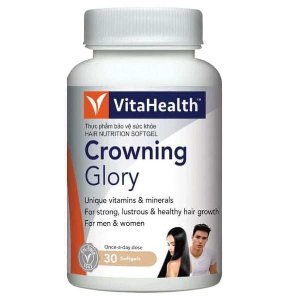 VitaHealth Viên Uống Crowning Glory Bổ Sung Vitamin Hỗ Trợ Tóc Chắc Khỏe 30 Viên