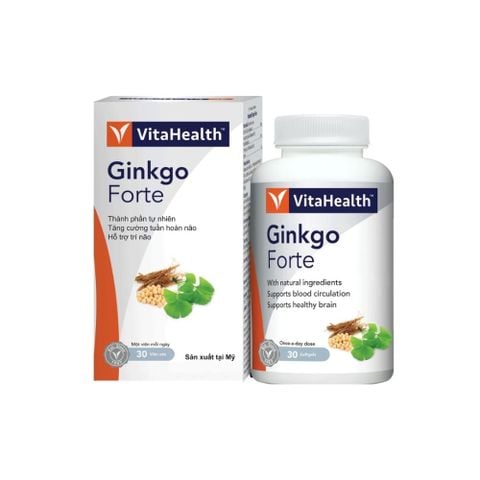 VitaHealth Viên Uống Ginkgo Forte Hỗ Trợ Tuần Hoàn Máu Não 30 Viên