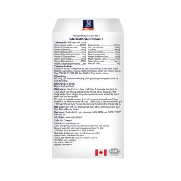 VitaHealth Viên Uống Multivitamin + Giúp Tăng Cường Sức Khỏe Và Đề Kháng 30 Viên