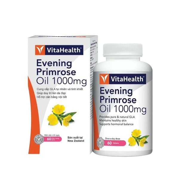 VitaHealth Viên Uống Hoa Anh Thảo Evening Primrose Oil 1000mg Hỗ Trợ tăng Cường Sức Khỏe Cho Da Và Cân Bằng Nội Tiết 60 Viên