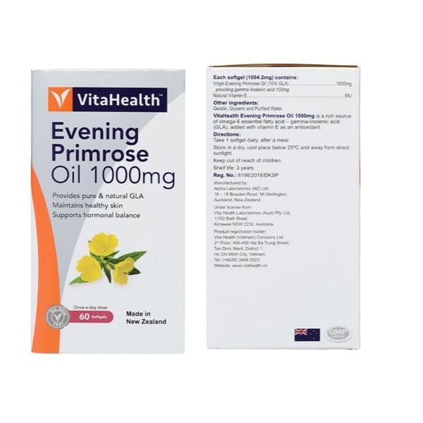 VitaHealth Viên Uống Hoa Anh Thảo Evening Primrose Oil 1000mg Hỗ Trợ tăng Cường Sức Khỏe Cho Da Và Cân Bằng Nội Tiết 60 Viên
