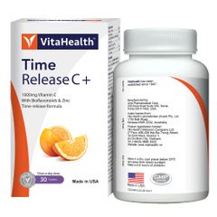 VitaHealth Viên Uống Time Release C+ Hỗ Trợ Bổ Sung Vitamin C Phù Hợp Cho Cả Người Bị Dạ Dày 30 Viên