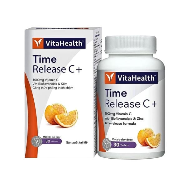 VitaHealth Viên Uống Time Release C+ Hỗ Trợ Bổ Sung Vitamin C Phù Hợp Cho Cả Người Bị Dạ Dày 30 Viên
