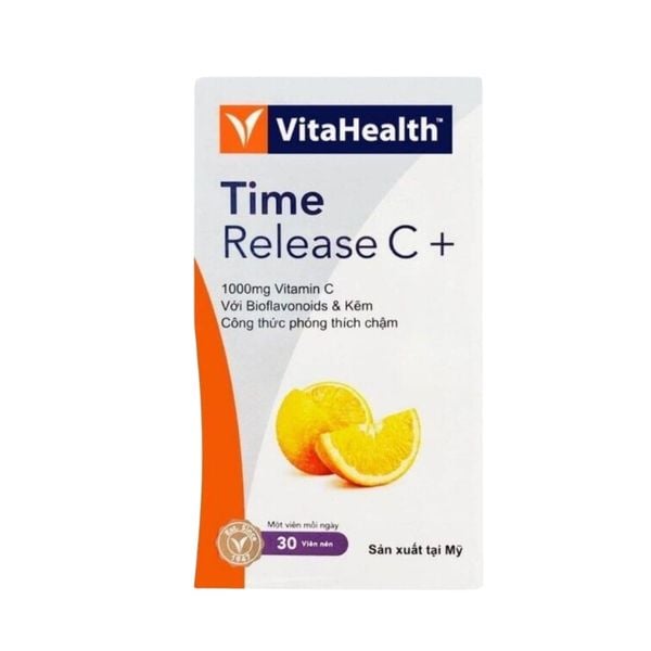 VitaHealth Viên Uống Time Release C+ Hỗ Trợ Bổ Sung Vitamin C Phù Hợp Cho Cả Người Bị Dạ Dày 30 Viên