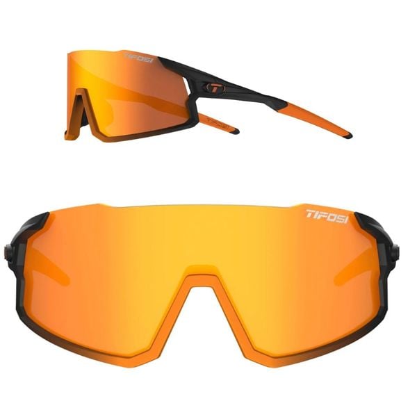 Tifosi Stash Kính Mát Thể Thao Nửa Gọng Dành Cho Đạp Xe, Chạy Bộ, Pickleball Thiết Kế Đệm Êm Tai, Mũi Gọng Màu Đen Cam Black Orange Fade Bộ 3 Tròng Màu Cam Clarion Orange, Đỏ AC Red Và Clear Trong Suốt