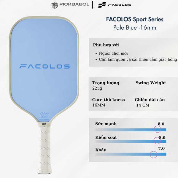 Facolos Vợt Pickleball Sport Series 2025 Màu Hồng Xanh Sky Candy