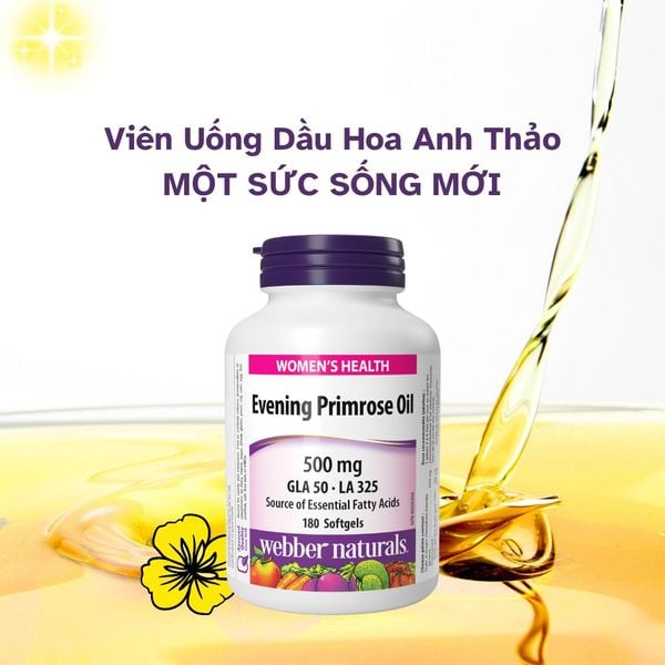 Webber Naturals Viên Uống Dầu Hoa Anh Thảo Bổ Sung Omega 6 Evening Primrose Oil GLA Hộp 180 viên