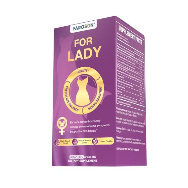 Faroson Viên Uống For Lady Cải Thiện Sinh Lý Nữ, Tăng Độ Ẩm Và Đàn Hồi Da Cho Phụ Nữ Tiền Mãn Kinh 60 Viên