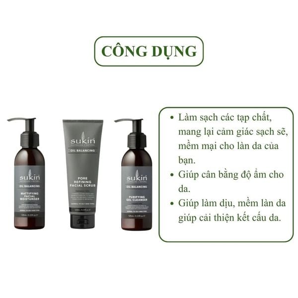 Combo Sukin Chăm Sóc Da Toàn Diện Cho Da Dầu, Da Hỗn Hợp Thiên Dầu