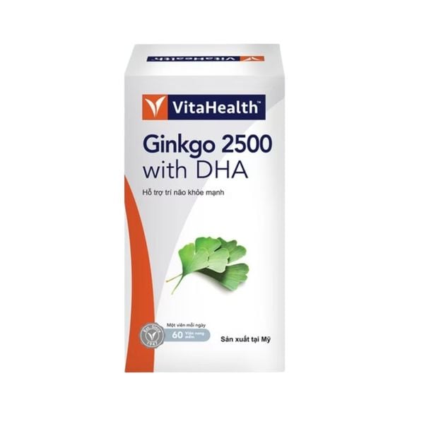 VitaHealth Viên Uống Ginkgo 2500 With DHA Bổ Não Tăng Cường Lưu Thông Máu Não