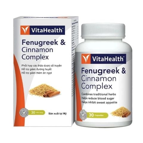 VitaHealth Viên Uống Fenugreek & Cinnamon Complex Hỗ Trợ Giảm Đường Huyết 30 Viên