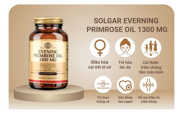 Solgar Viên Uống Tinh Dầu Hoa Anh Thảo Evening Primrose Oil 1300 Mg Cân Bằng Nội Tiết 60 Viên