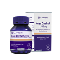 Henry Blooms Viên Uống Hỗ Trợ Giảm Giãn Tĩnh Mạch Hạt Dẻ Ngựa Horse Chestnut 1500mg 30 Viên