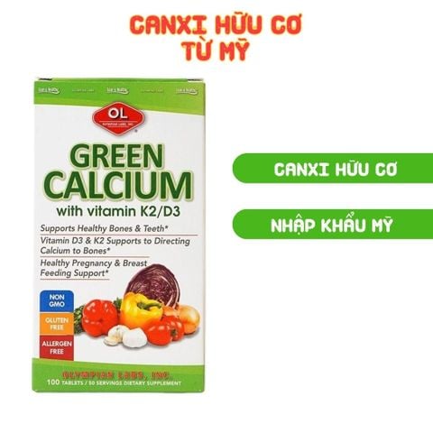 Olympian Labs Viên Uống Bổ Sung Canxi Hữu Cơ Green Calcium - Nhập Khẩu Chính Ngạch Mỹ