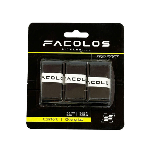Facolos Cuốn Cán Vợt Pickleball Pro Grips Màu Đen (Hộp 3 Cái)