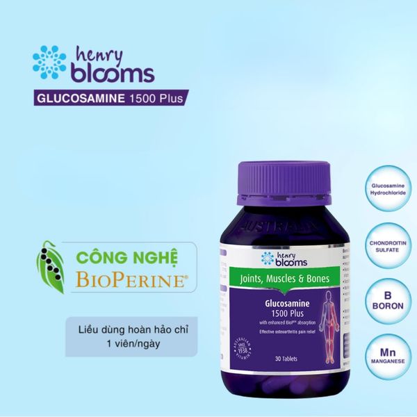 Henry Blooms Viên Uống Hỗ Trợ Sụn Khớp Glucosamine 1500 Plus 90 Viên