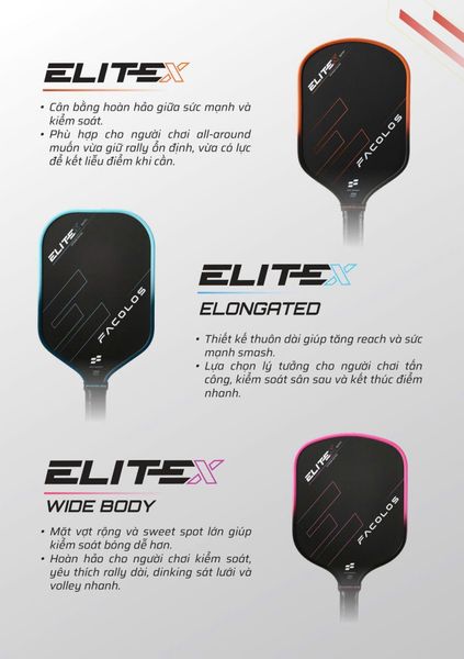 Facolos Vợt Pickleball Elite X Wide Body 16mm