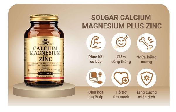 Solgar Viên Uống Calcium Magnesium Plus Zinc Bổ Sung Khoáng Chất Giúp Xương Chắc Khỏe 100 Viên